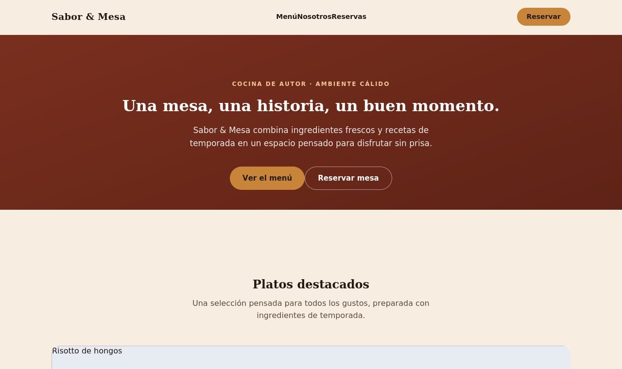Captura de la demo Sabor & Mesa